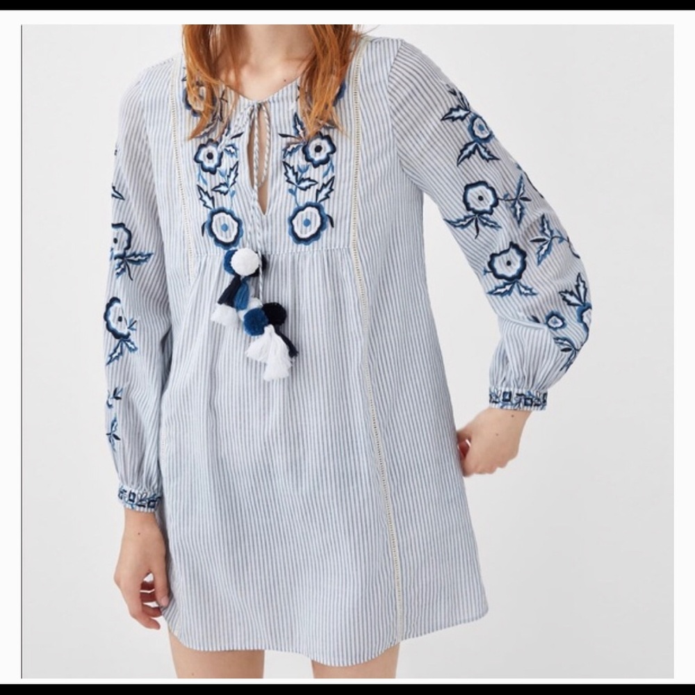 Zara Embroided Tunic Dress